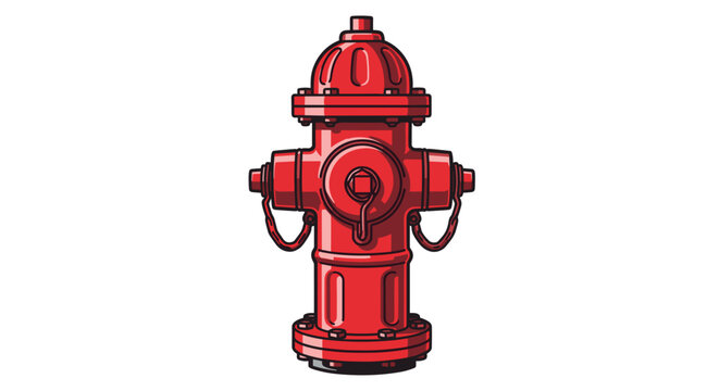Cartoon Style Red Fire Hydrant, Emergency Symbol - Vector Illustration, isolated on transparent background - Safety, fire prevention, water source for firefighters