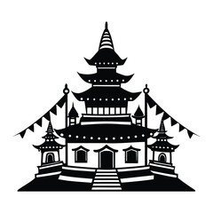 Obraz premium Nepali Pagoda Temple Silhouette Vector