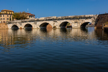 Fototapeta premium Bridge of Tiberius in Rimini Italy