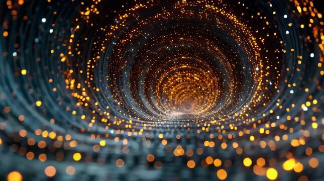 Abstract Rotating Metal Chain Tunnel with Sparks Stock Video