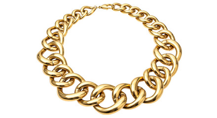 Obraz premium Gold chain bracelet with interlocking oval links isolated on transparent background