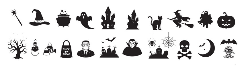 Obraz premium halloween icons set on a white background