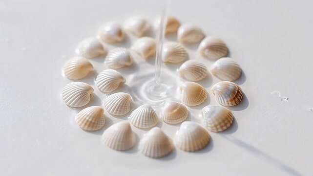 Seashells arranged in a circle