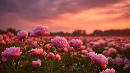 Fototapeta premium Colorful Wildflowers at Sunset