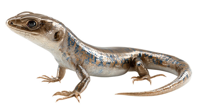 Skink lizard shiny scales, isolated on a white background