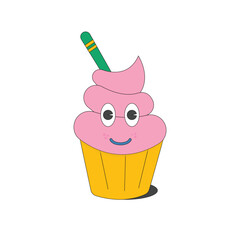 Illustration cup ice cream retro pink sweet smooth unique isolated