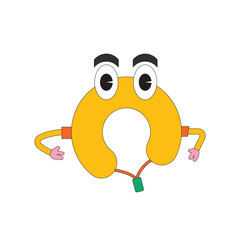 Illustration cartoon face pillow neck retro unique design isolated cute