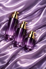 perfume bottle on purple background