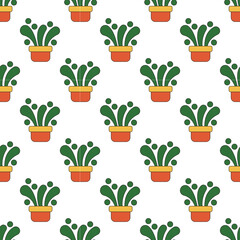 Design pattern cactus pot repeat unique abstract with white background
