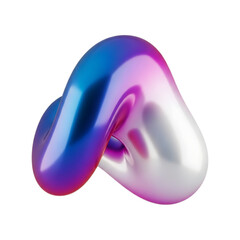 Abstract Holographic Gradient 3D Rendered Object isolated on transparent background