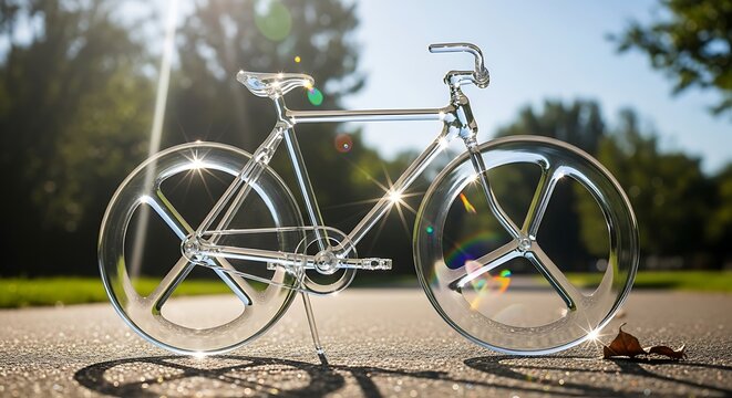 Shiny chrome bicycle on pavement