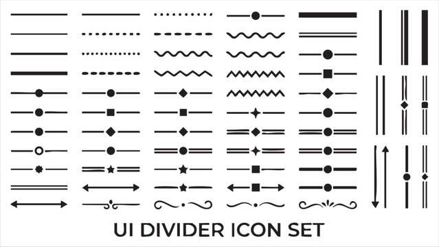 Collection of ui divider line icons with different shapes and styles