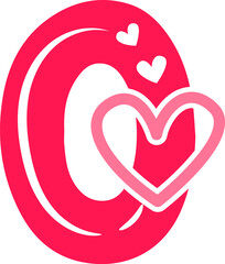 Zero number hearts valentine on a white background