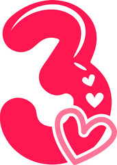 Three  number hearts valentine on a white background