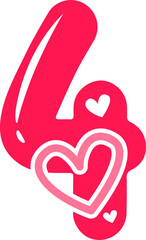 Four  number hearts valentine on a white background
