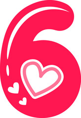 six number hearts valentine on a white background