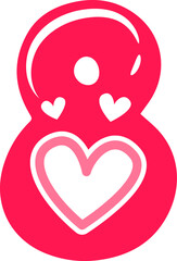 8 number hearts valentine on a white background