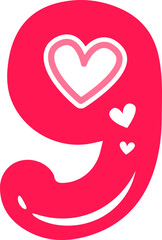 Nine  number hearts valentine on a white background