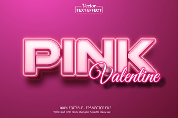 Fototapeta premium 3D pink neon text effect with electric light tube and valentine style