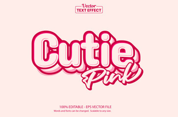 Cute pink bubble text effect with soft marshmallow and cartoon style