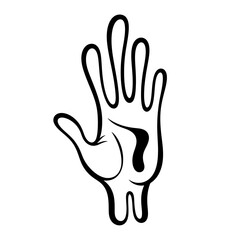 Obraz premium Abstract Hand Symbol with Question Mark, Surreal Melting Outline