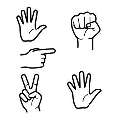 Obraz premium Rock Paper Scissors Hand Gestures Icons