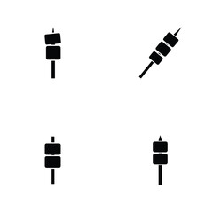 Black silhouette vector skewer icons set isolated on white for barbecue and camping design