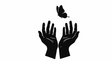 Open hands releasing a butterfly into the sky, symbolizing freedom and new beginnings.