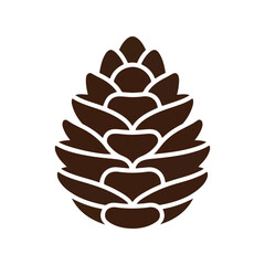 Brown vector pinecone illustration isolated symbol for autumn nature and winter holidays.