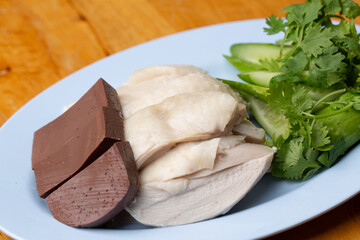 Thai Hainanese Chicken Rice with Crispy Chicken and Dipping Sauce