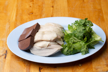 Thai Hainanese Chicken Rice with Crispy Chicken and Dipping Sauce