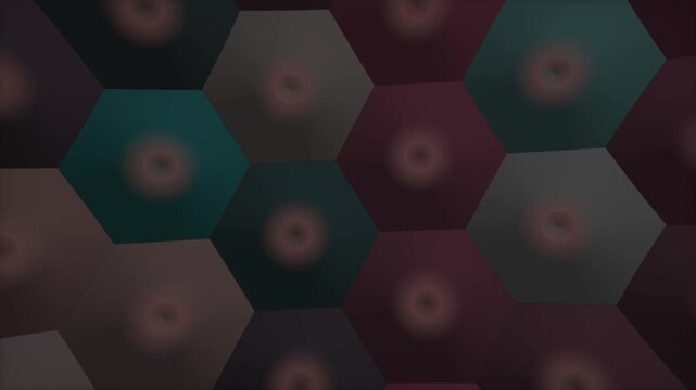Muted hexagonal pattern with blurred circular centers creating an abstract geometric background.