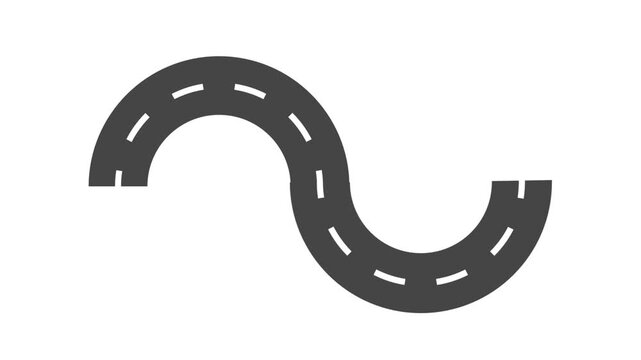 A single winding road segment curves gracefully like an S-shape to represent a winding path through terrain