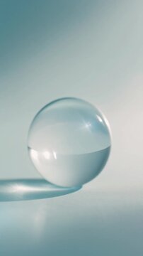 柔らかな4月の陽光に照らされた透明ガラス球をミニマルな背景に配置。
ゆっくりと前進するカメラと浅い被写界深度が立体感を強調する。
繊細な光の反射とハイライトの揺らめきが、静かで洗練された印象を演出。
