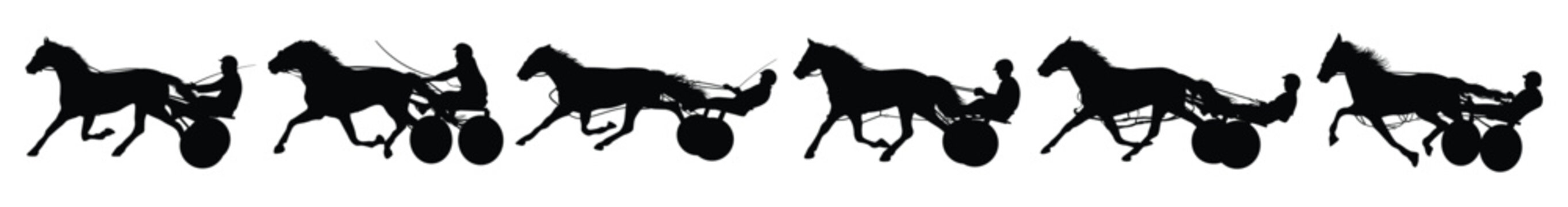 horse and jockey harness racing silhouette