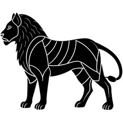 Obraz premium Lion silhouette vector art, simplified anatomy, professional stock illustration