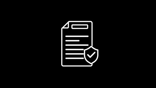 Checklist and shield line icon, Insurance policy concept, data document security