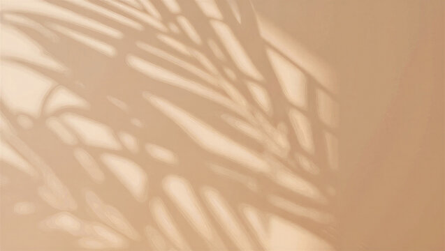 Abstract background with palm leaf shadow and sunlight on beige surface