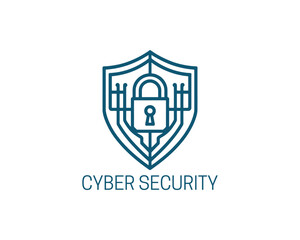 Naklejka premium Cyber security flat logo vector data protection lock symbol