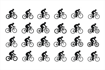 Naklejka premium set of silhouettes of cyclist