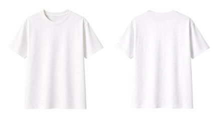 Blank White T-Shirt Mockup Template Front and Back Views Isolated on Transparent Background