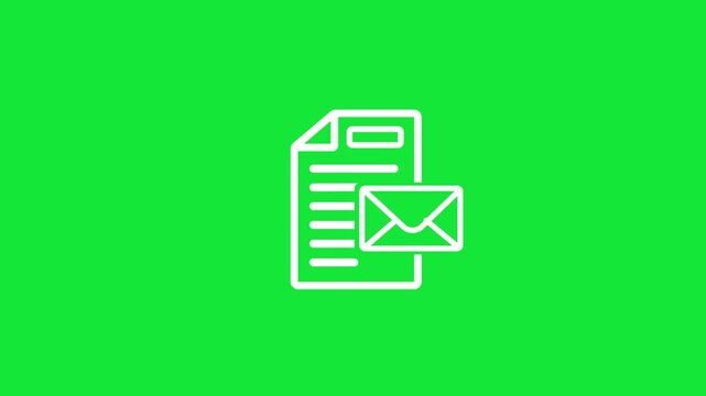 Icons representing document approval and messaging system in simple black and white design for digital communication tools