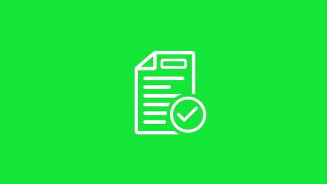 Icons representing document approval and messaging system in simple black and white design for digital communication tools