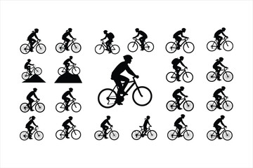 Naklejka premium set of silhouettes of cyclist