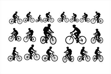 Naklejka premium set of silhouettes of cyclist