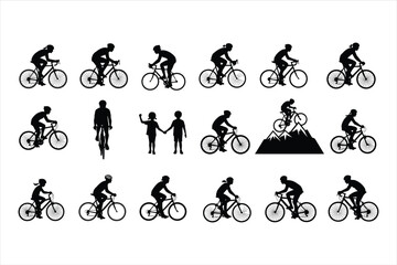 Naklejka premium set of silhouettes of cyclist