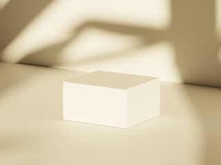 White Packaging Box Mockup with Natural Shadow Overlay on Textured Surface