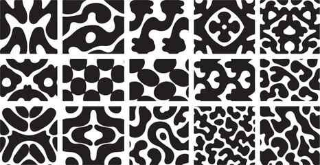 Fototapeta premium Black and white abstract pattern with various shapes and designs