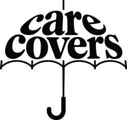 Black text with umbrella shape and care covers written in bold font © Montaj_A