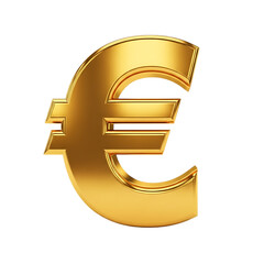 Fototapeta premium Golden Euro Symbol isolated on transparent background